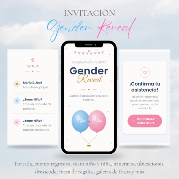 Invitación digital para gender reveal